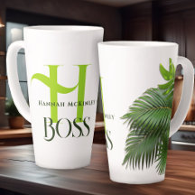 Tropisk blad Boss Monogram Latte Mugg