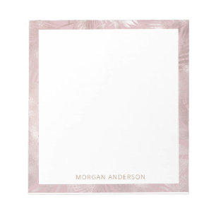 Tropisk bladféfolie ro guld monogram anteckningsblock