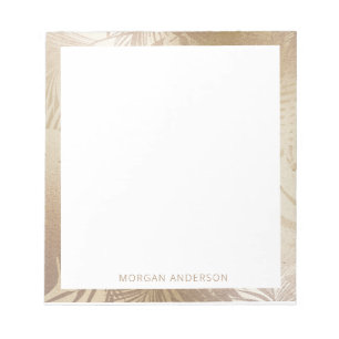 Tropisk bladfisk, guld faux foil monogram anteckningsblock