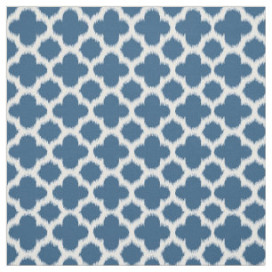 Tropisk blåvit ikat Quatrefoil Mönster Tyg