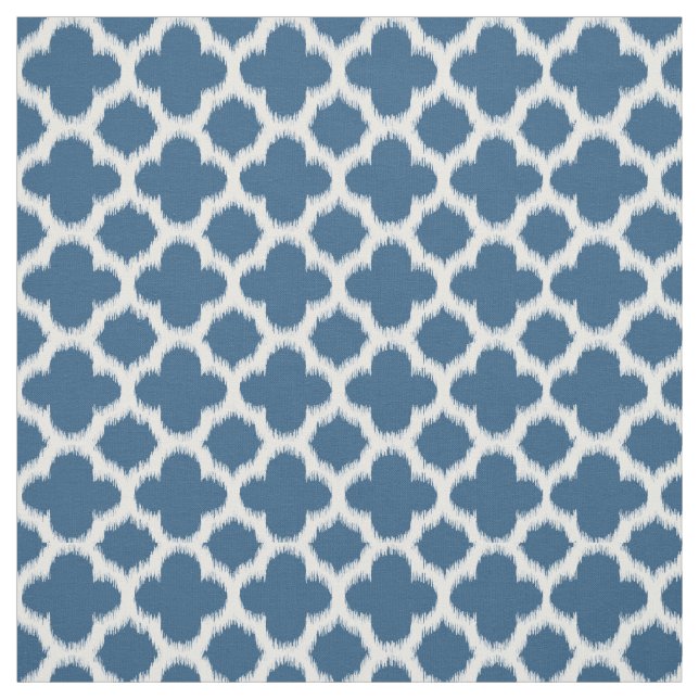 Tropisk blåvit ikat Quatrefoil Mönster Tyg (Provkarta)
