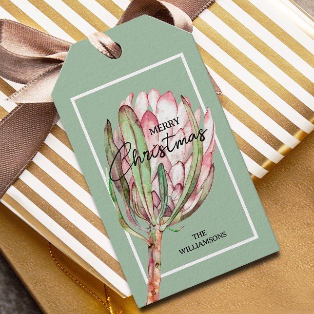 Tropisk Blomma God Jul  Presentetikett (Skapare uppladdad)