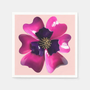 Tropisk Blomma - Lila Rosa Exotisk Orkidé Brosch Pappersservett
