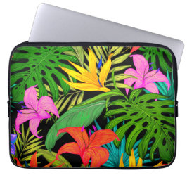 Tropisk blomma och handflatan löv Hawaii färgad Laptop Fodral