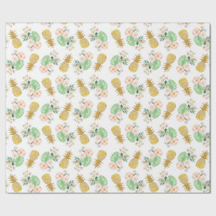 Tropisk blommaananas som slår in papper presentpapper