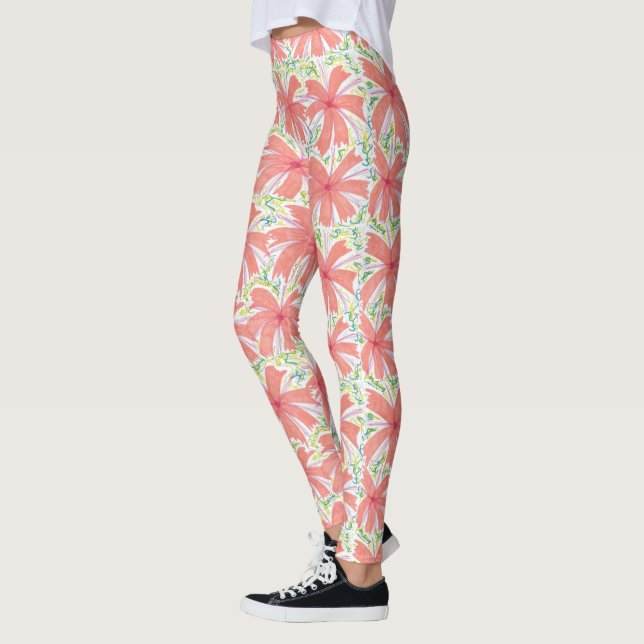 Tropisk blommadamasker för solsken leggings (Vänster)