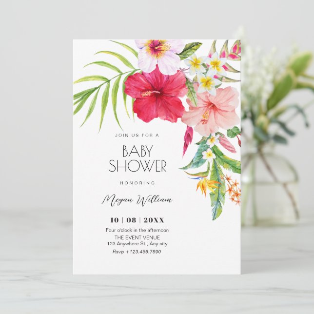 Tropisk blommande baby shower inbjudningar (Stående Fram)