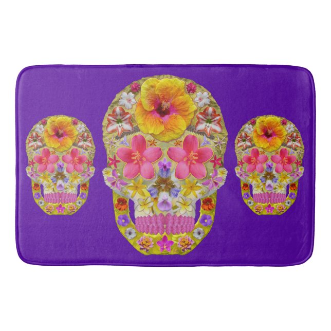 Tropisk blommaskalle 4 - badrumsmatta (Framsidan)