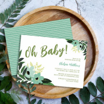 Tropisk Blommig Baby Shower Inbjudan