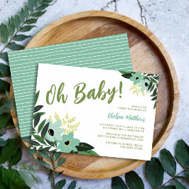 Tropisk Blommig Baby Shower Inbjudan