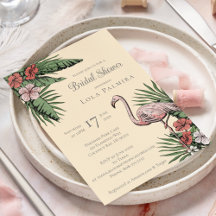 Tropisk Blommig Flamingo Gul Bröllopsfest