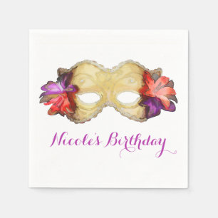 Tropisk Blommig Maskerad Mask Elegant Fest Pappersservett