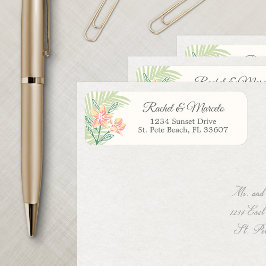 Tropisk Blommig Strandadress Returadress Etikett