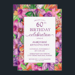 Tropisk Blommigt 60:e Födelsedagsfesten Inbjudningar<br><div class="desc">Elegant Tropical Blommigt 60:e Födelsedagsfest inbjudan med elegant moderna tropiska vattenfärgblommor som jasmine,  hibiscus,  plumeria,  paradisfåglar och tropiska löv. Perfekt för ditt lyxliv firande eller luau. Året kan lätt ändras. Kontakta oss på cedarandstring@gmail.com om du behöver hjälp eller matchande artiklar.</div>