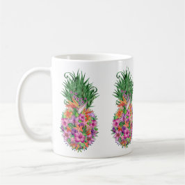 Tropisk Blommigt Ananas vattenfärg Kaffemugg