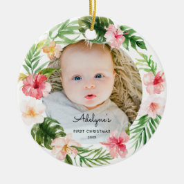 Tropisk Blommigt Baby Photo Ornament