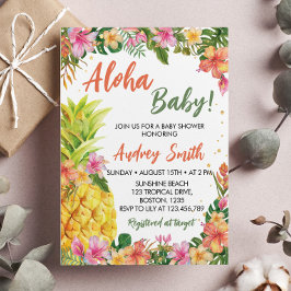Tropisk Blommigt, babystötare för sommartid Aloha Inbjudningar