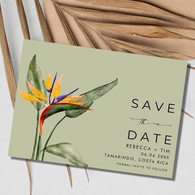 Tropisk Blommigt Beach Destination Wedding Spara Datumet (Tropical Floral Beach Destination Wedding Save The Date)