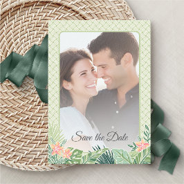 Tropisk Blommigt Beach Wedding Spara Datumet