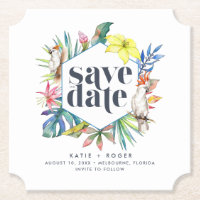 Tropisk Blommigt Beach Wedding Sparat datumet