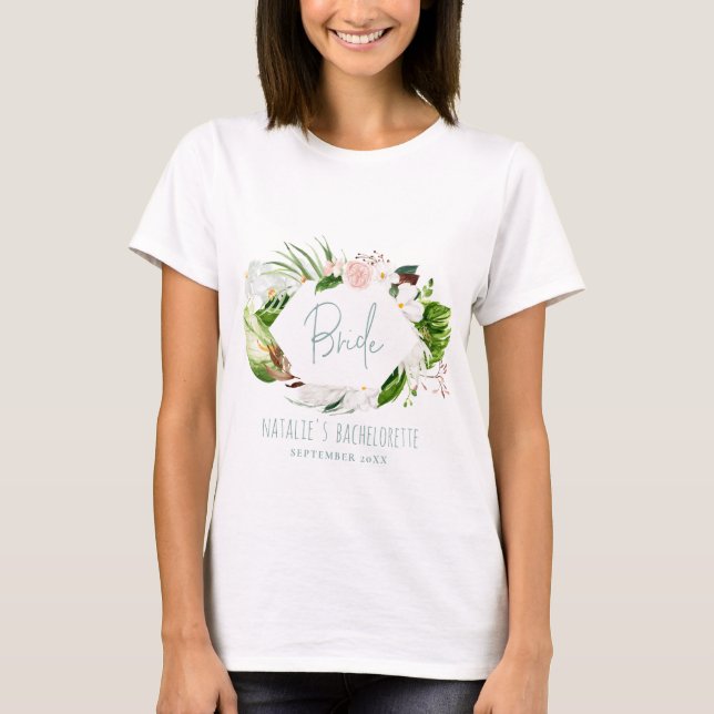 Tropisk blommigt brude bachelorette t shirt (Framsida)