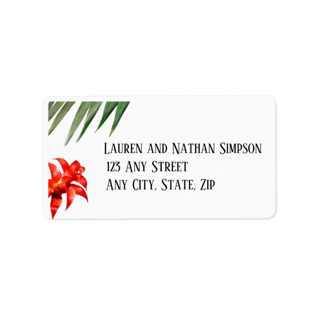 Tropisk Blommigt, Färg, modern, märkt Adressetikett (Framsidan)