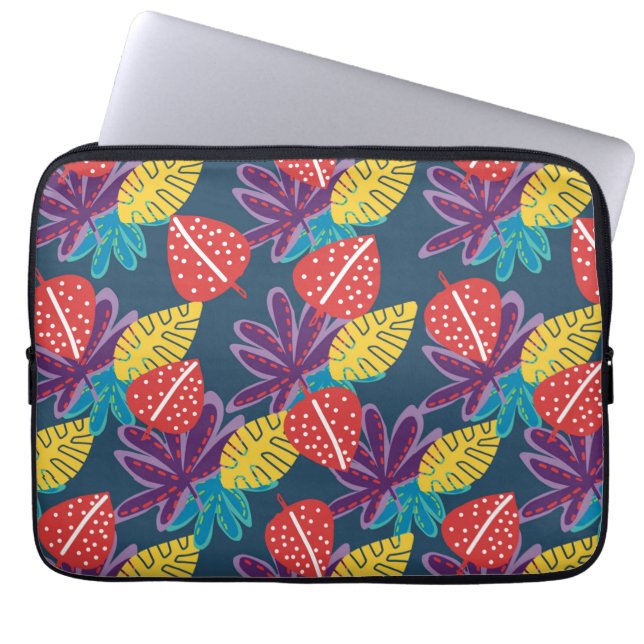 Tropisk blommigt, färglös hawaii laptop fodral (Framsidan)