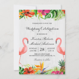 Tropisk Blommigt Flamingo Couple Wedding bjudande Inbjudningar