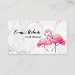 Tropisk Blommigt Flamingo Geometric Visitkort