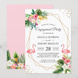 Tropisk Blommigt Flamingo SommarFörlovningsfest Inbjudningar