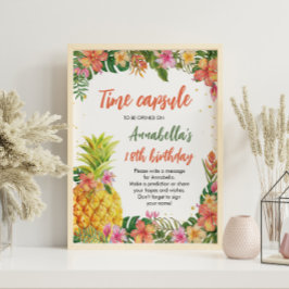 Tropisk Blommigt Födelsedag Tid Kapseltecken Poster