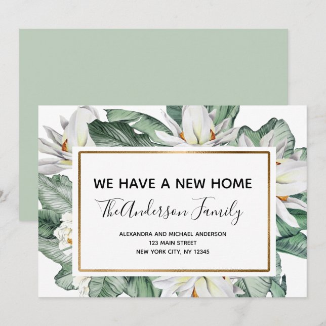 Tropisk Blommigt för flytta Announcement Inbjudningar (Fram/baksida)