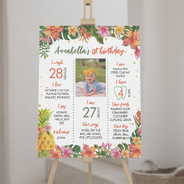 Tropisk Blommigt - första födelsedagsskylt för mil Poster