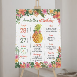 Tropisk Blommigt - första födelsedagsskylt för mil Poster