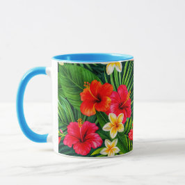 Tropisk Blommigt Gift - Färgfull Hibiscus Mugg