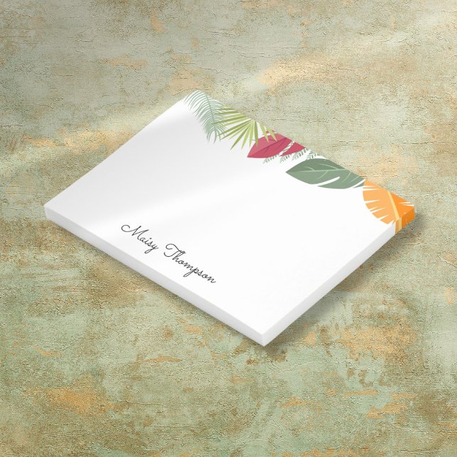 Tropisk Blommigt Gräns Monogram Namn Post-it Block (Tropical Floral Border Monogram Name Post-it Notes)