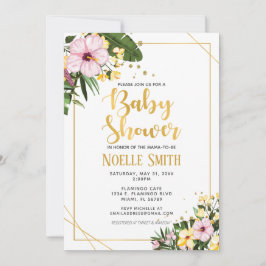 Tropisk Blommigt Guld Kön Neutral babystötare Inbjudningar