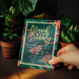 Tropisk Blommigt Guld Ram Hawaiiisk Möhippa Inbjudningar