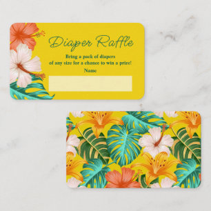 Tropisk Blommigt Hawaiian Aloha Baby Diaper Raffle Tilläggskort