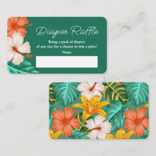 Tropisk Blommigt Hawaiian Aloha Baby Diaper Raffle Tilläggskort