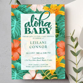 Tropisk Blommigt Hawaiian Aloha Baby Shower Inbjudningar