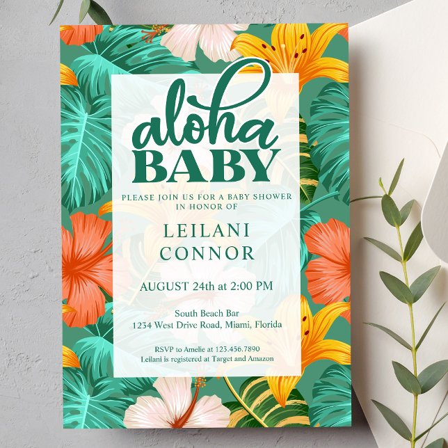 Tropisk Blommigt Hawaiian Aloha Baby Shower Inbjudningar (Skapare uppladdad)
