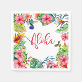 Tropisk Blommigt Hibiscus Aloha Hawaiian Party Pappersservett