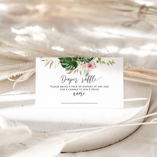 Tropisk blommigt hibiscus diaper raffle biljett tilläggskort (Skapare uppladdad)