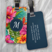 Tropisk Blommigt Hibiscus Monogram