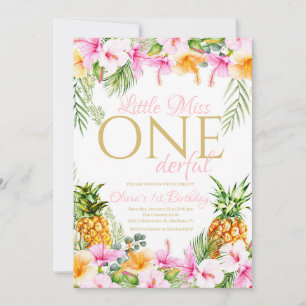 Tropisk Blommigt, lilla miss Onederful Birthday Inbjudningar