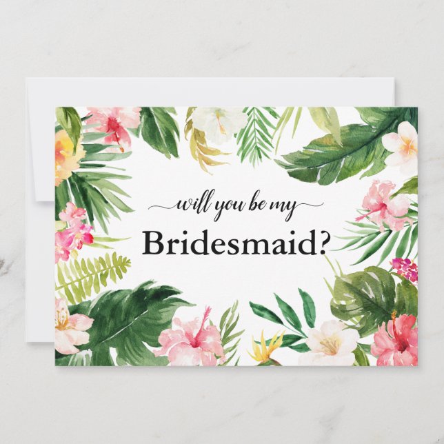 Tropisk Blommigt Lövs.. kommer du att bli min Brid Inbjudningar (Framsida)