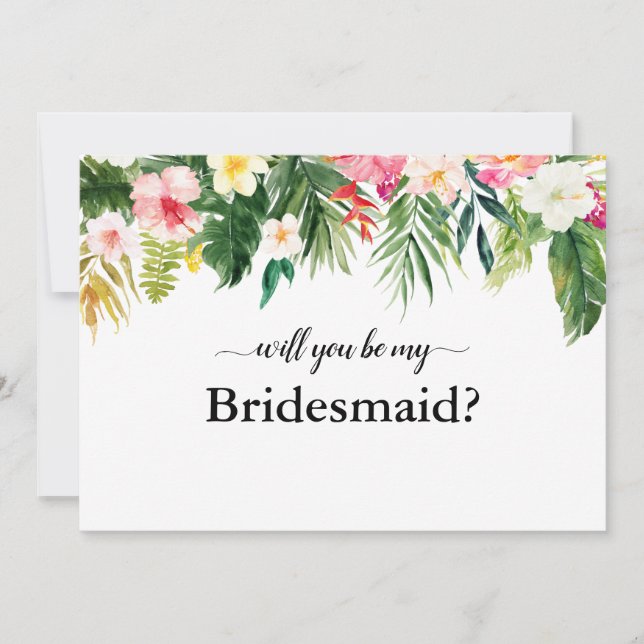 Tropisk Blommigt Lövs.. kommer du att bli min Brid Inbjudningar (Framsida)