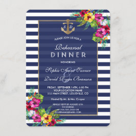 Tropisk Blommigt Luau Navy Rand REHEARSAL DINNER Inbjudningar