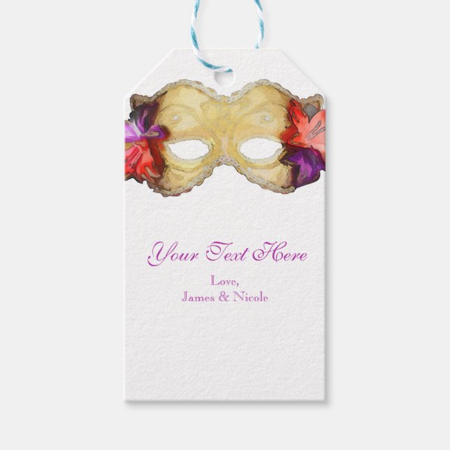 Tropisk Blommigt Masqueramasken Elegant Party Presentetikett (Framsidan)